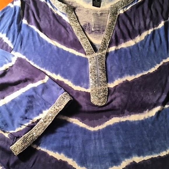 NEW INC GORGEOUS TIE DYE TUNIC TOP SEQUINS 1X - Picture 7 of 8